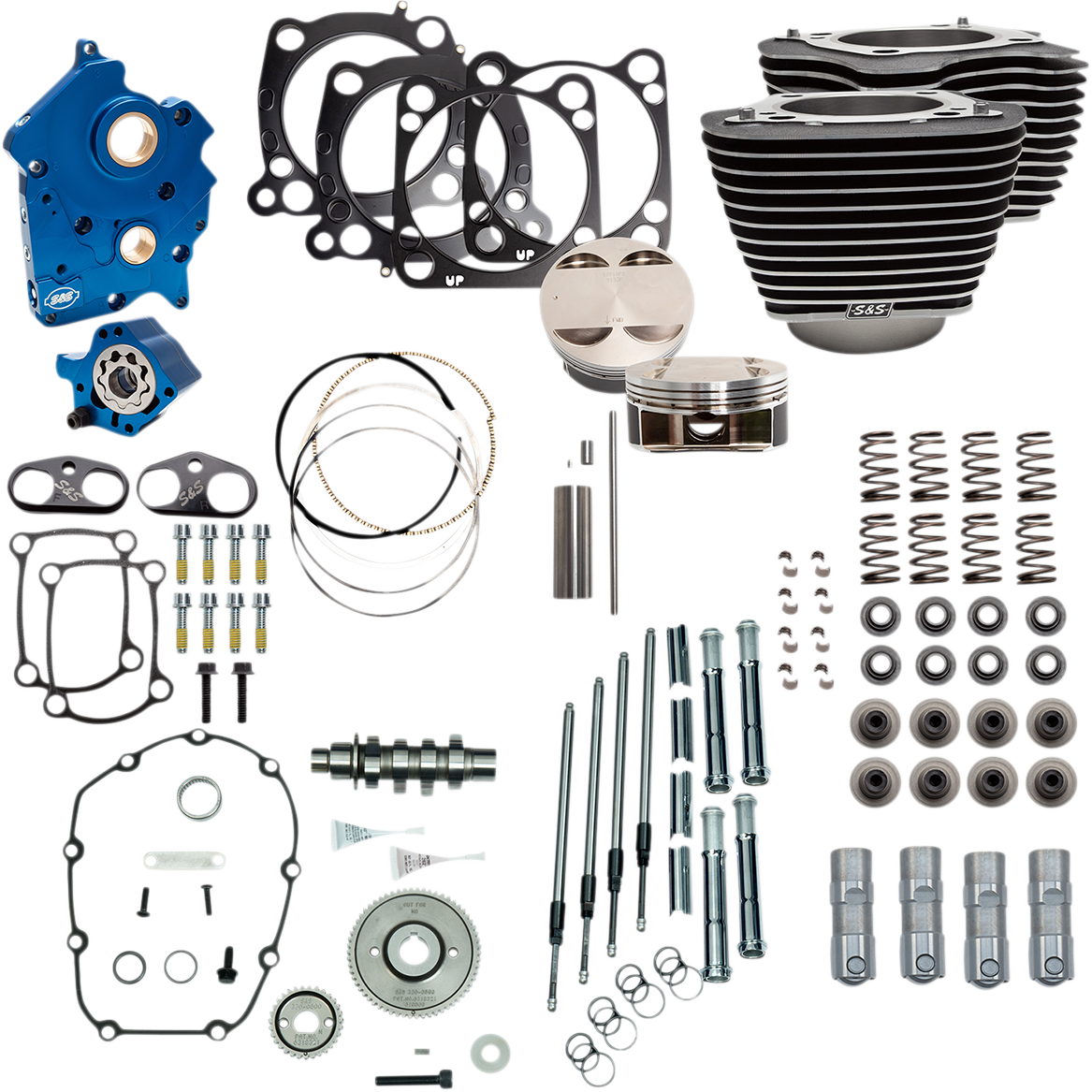 S&S CYCLE 124" Power Package - Gear Drive - Highlighted Fins - Chrome Pushrod Tubes - 107" M8 310-1053A