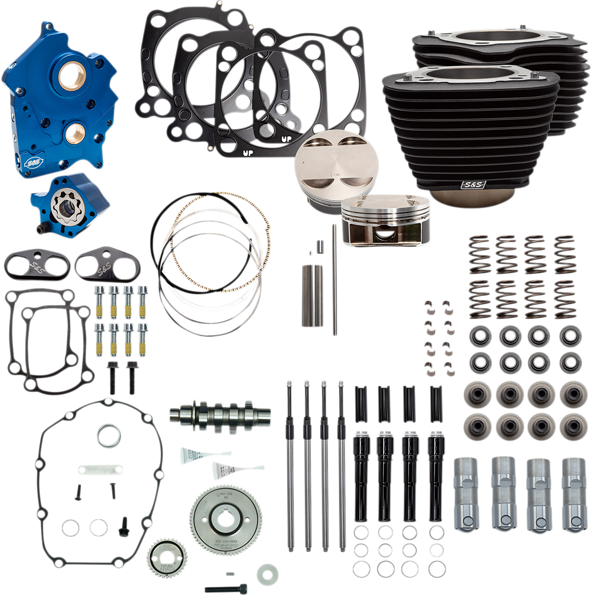 S&S CYCLE 124" Power Package - Gear Drive - Non-Highlighted Fins - Black Pushrod Tubes - 107" M8 310-1059A