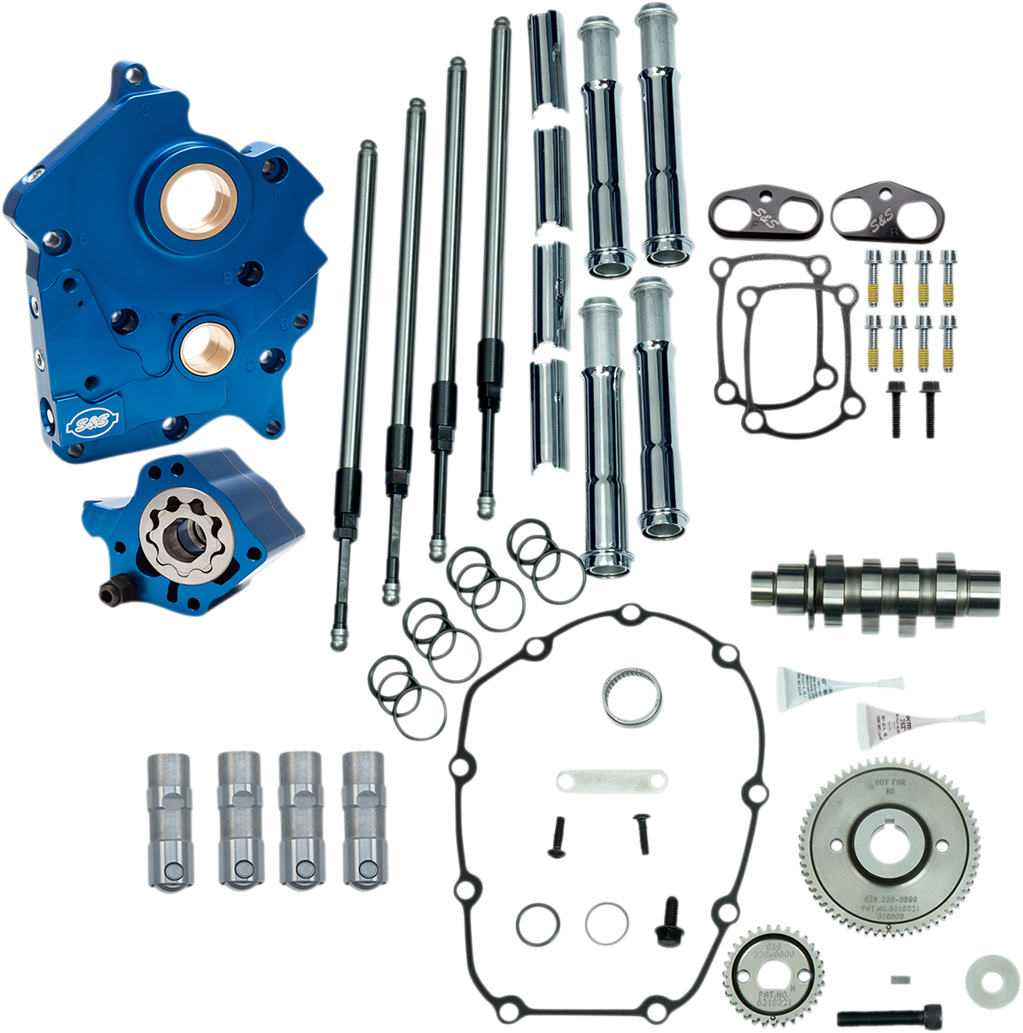 S&S CYCLE Cam Chest Kit with Plate - Gear Drive - Oil Cooled - 465 Cam - Chrome Pushrods - M8 310-1005A