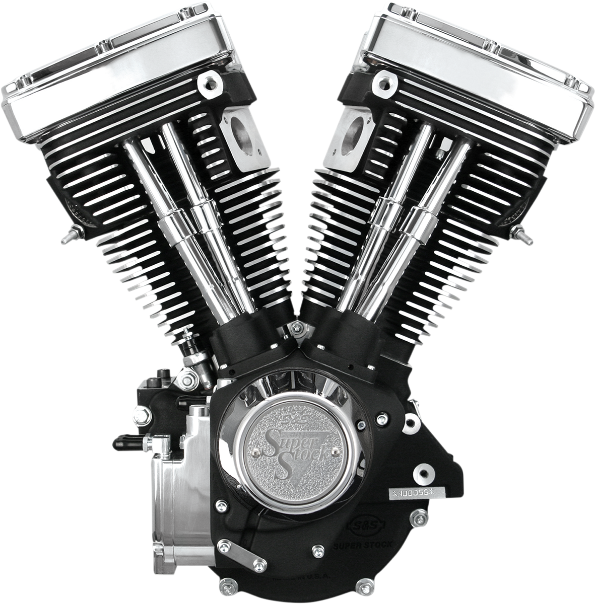S&S CYCLE V80 Long-Block Engine - Wrinkle Black - Custom Chassis | Evolution Big Twin 310-0233