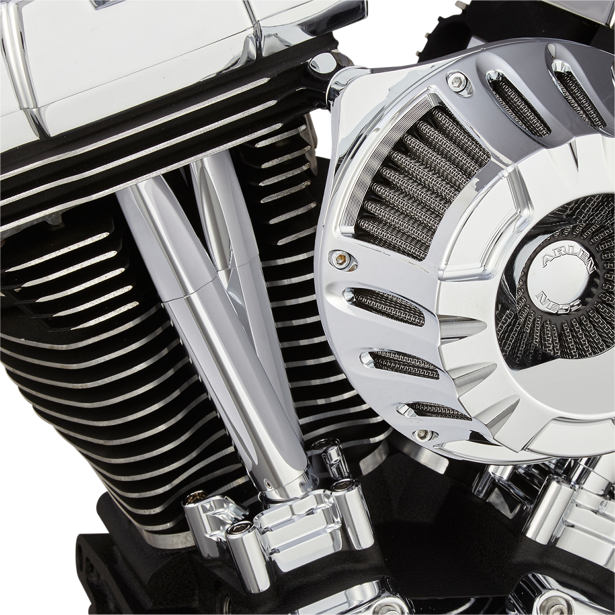 ARLEN NESS Pushrod Tube Cover Kit - Deep Cut? - Chrome - Twin Cam 03-630