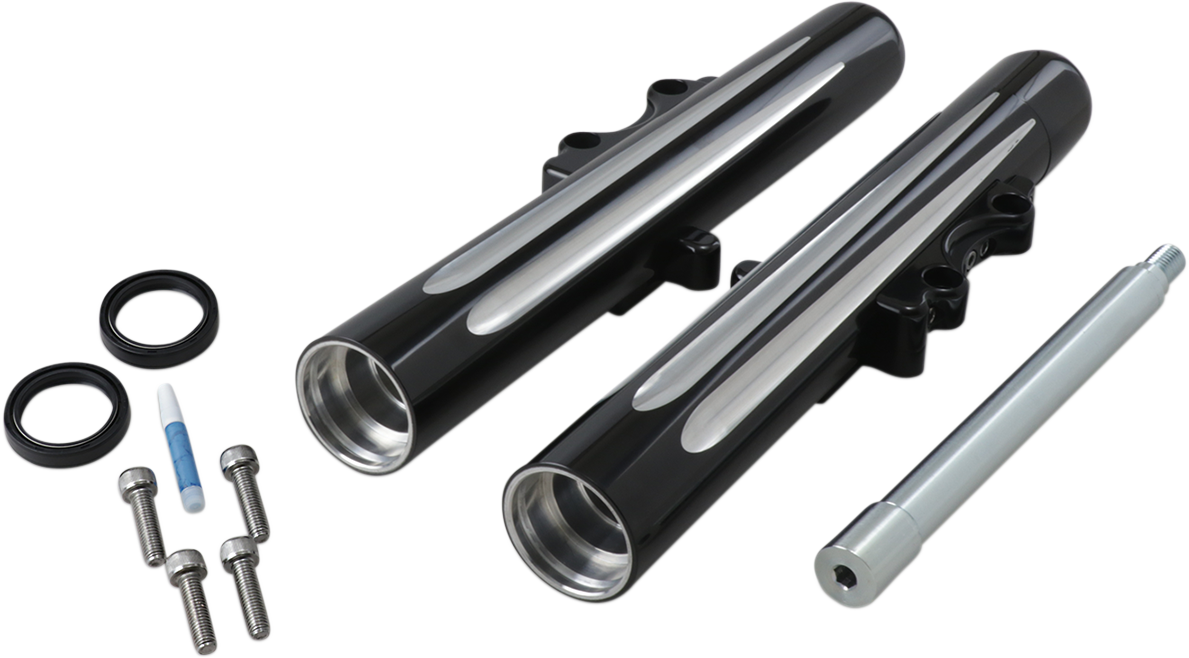 ARLEN NESS Fork Legs - Black Anodized - Deep Cut - Dual Disc - '08-'13 FLT 06-511