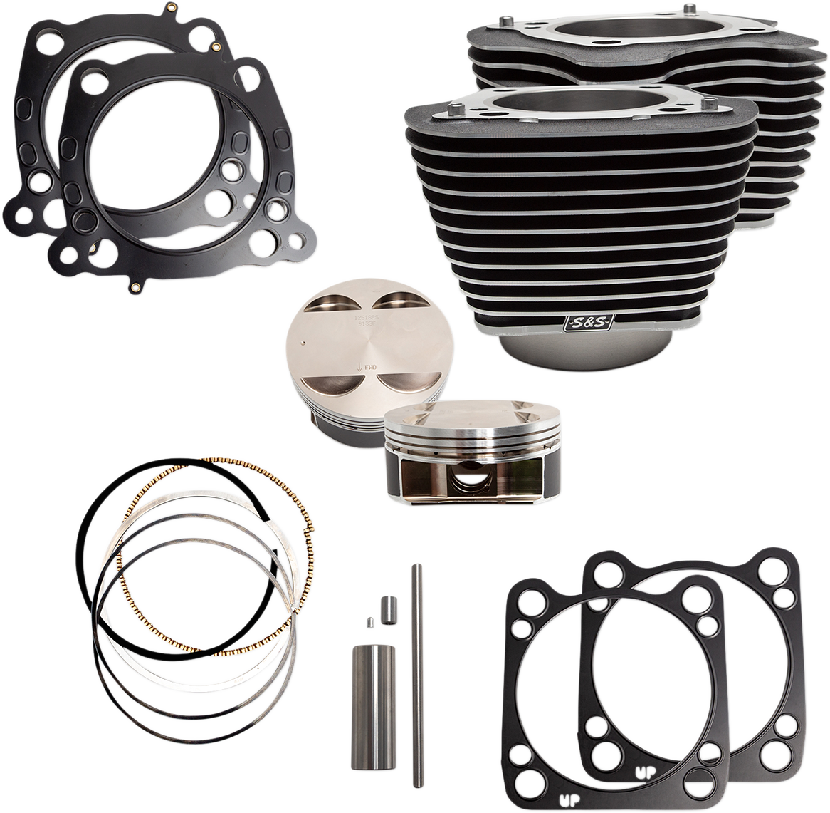 S&S CYCLE 124" Big Bore Cylinder Kit - Wrinkle Black with Highlighted Fins - For 107" Engine - M8 910-0625