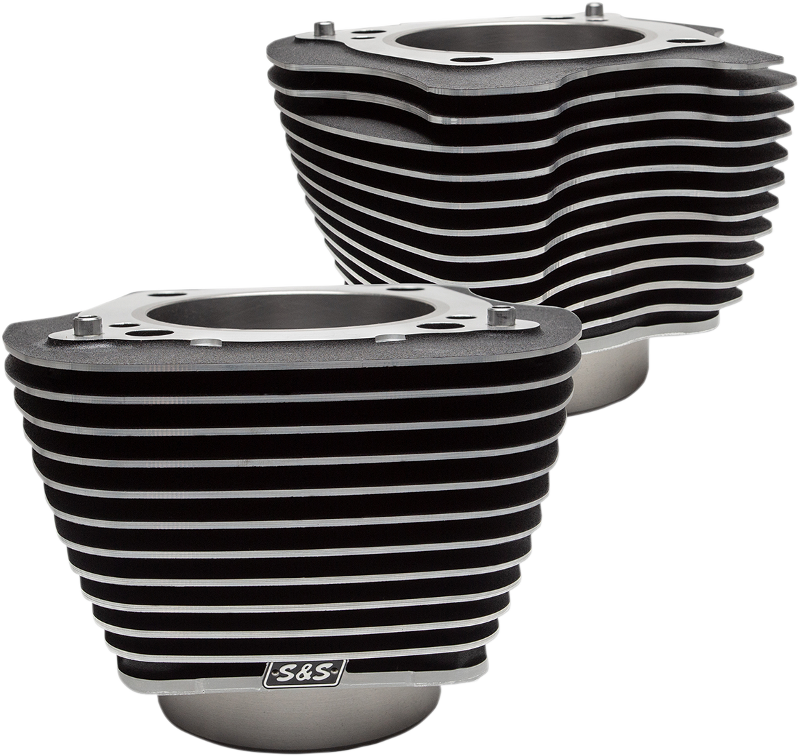 S&S CYCLE Big Bore Cylinder Set - 4.250" - Wrinkle Black with Highlighted Fins - M8 910-0682