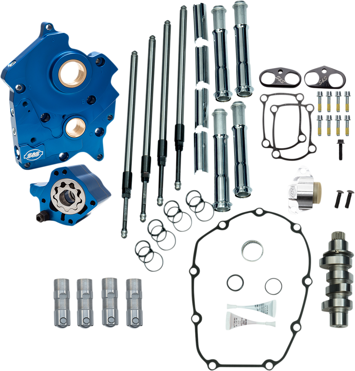 S&S CYCLE Cam Chest Kit with Plate - Chain Drive - Water Cooled - 475 Cam - Chrome Pushrods - M8 310-1000B