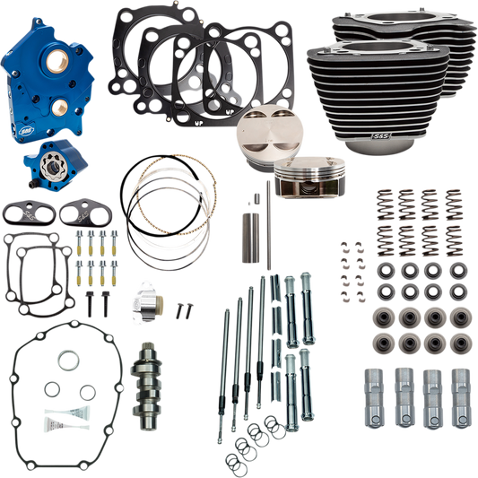 S&S CYCLE 124" Power Package - Chain Drive - Highlighted Fins - Chrome Pushrod Tubes - 107" M8 310-1052B