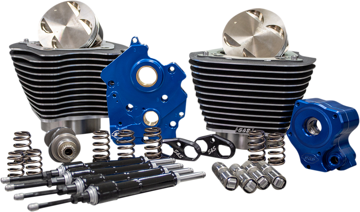 S&S CYCLE 124" Power Package - Chain Drive - Highlighted Fins - Black Pushrod Tubes - 107" M8 310-1056B