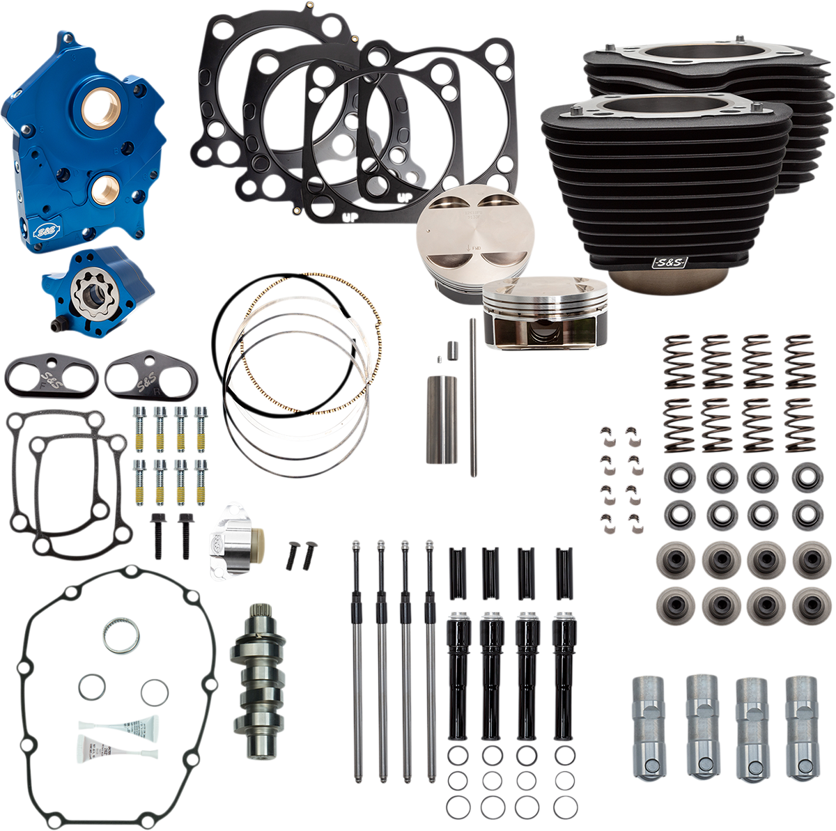S&S CYCLE 124" Power Package - Chain Drive - Non-Highlighted Fins - Black Pushrod Tubes - 107" M8 310-1057B