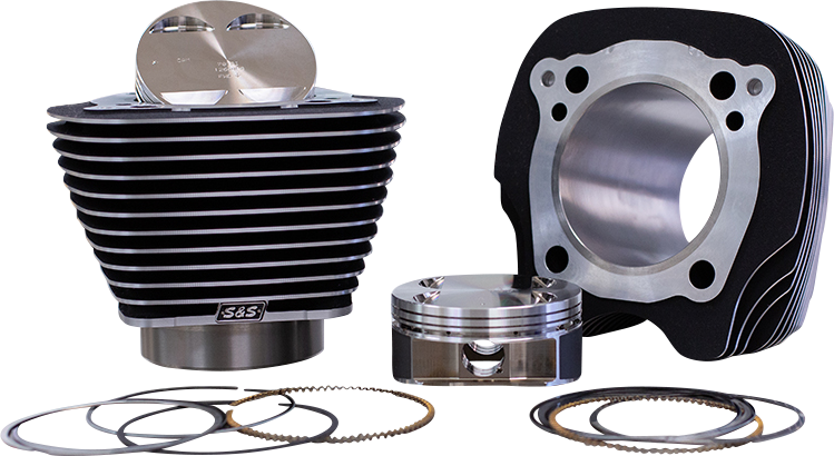 S&S CYCLE 132" Big Bore Cylinder Kit - Wrinkle Black/Highlighted Fins - For 114"/117" Engine - M8 910-0845