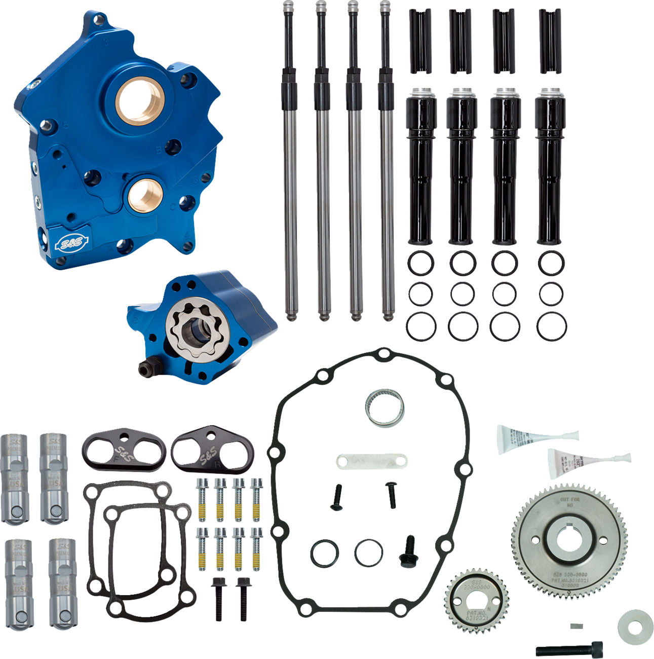 S&S CYCLE Cam Chest Kit without Cams - Gear Drive - Oil Cooled - Black Pushrods - M8 310-1258