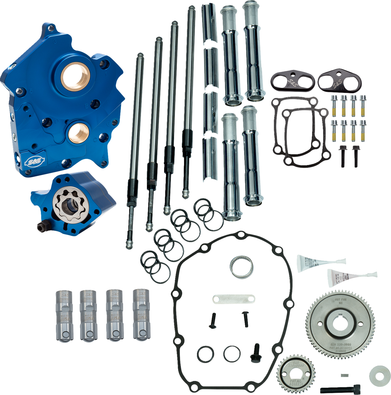 S&S CYCLE Cam Chest Kit without Cams - Gear Drive - Water Cooled - Chrome Pushrods - M8 310-1261
