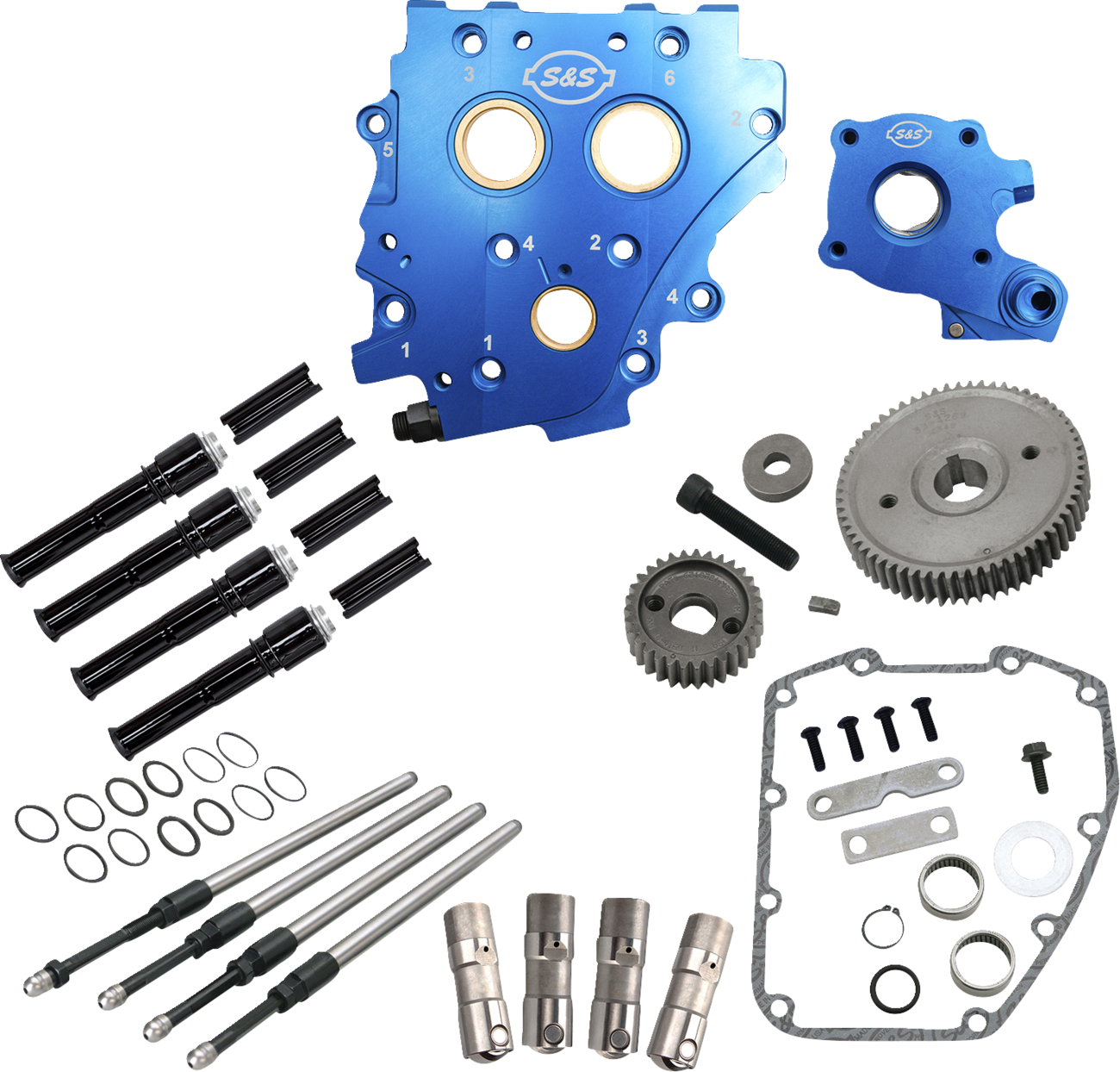 S&S CYCLE Cam Chest Kit without Cams - Gear Drive - Oil Cooled - Black Pushrods - Twin Cam 310-1268
