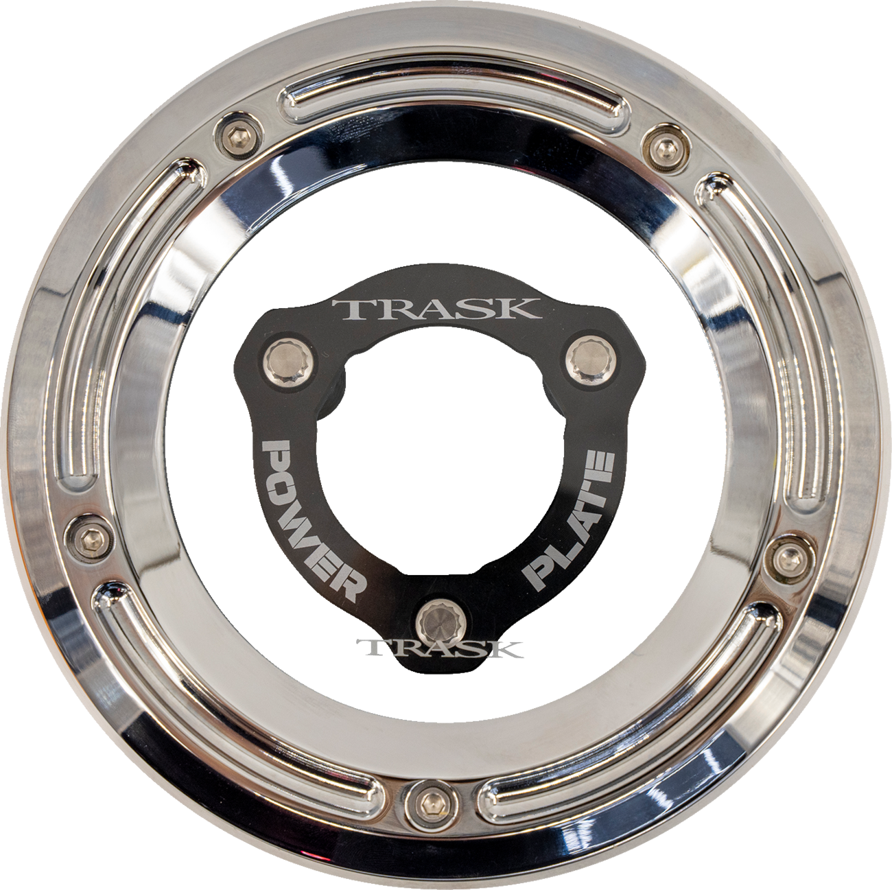 TRASK Derby Cover with Power Plate - Chrome/Black - Kit - '17-'25 Harley-Davidson TM-0051-CH-BK