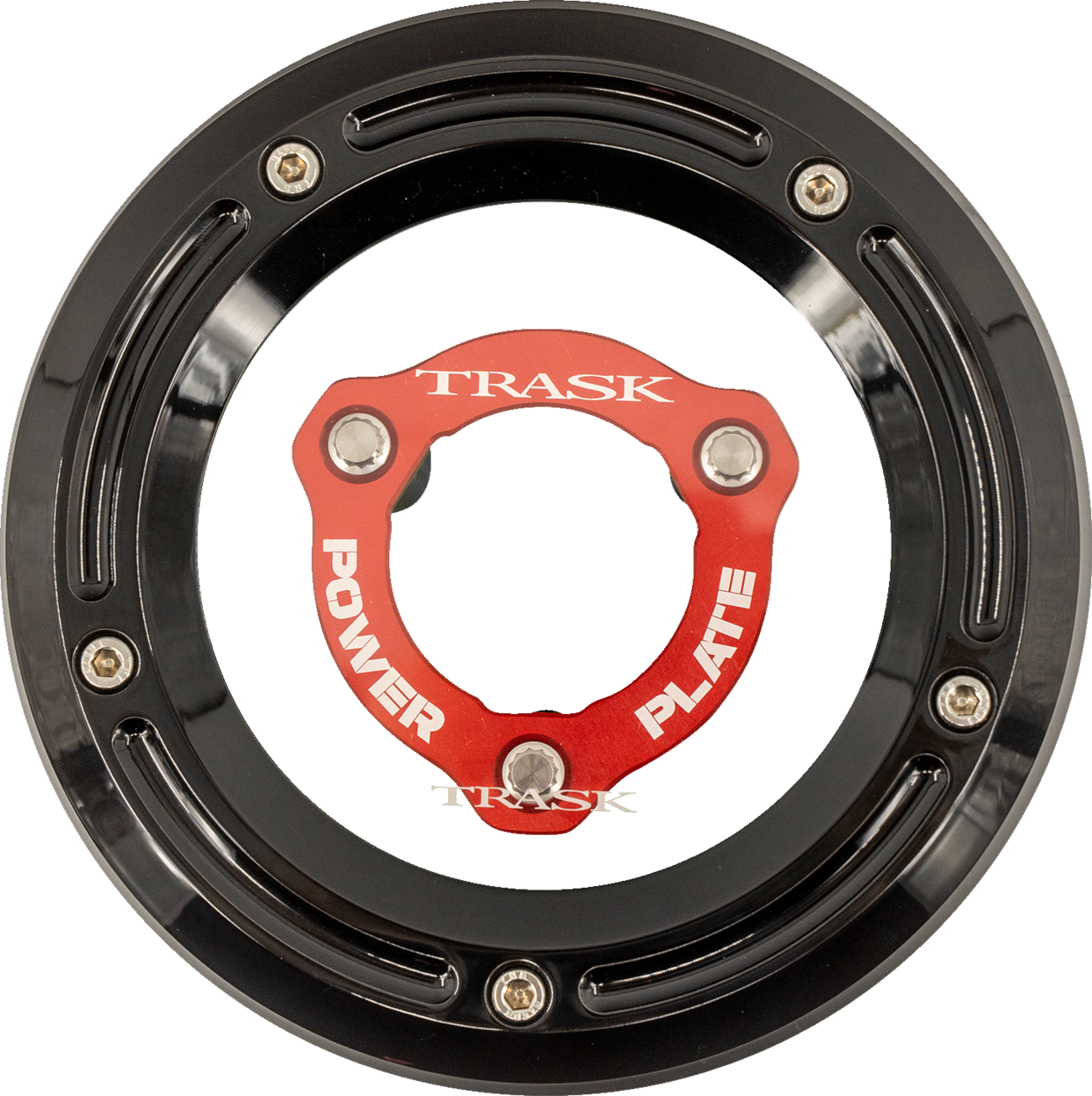 TRASK Derby Cover with Power Plate - Black/Red - Kit - '17-'25 Harley-Davidson TM-0051-BK-RD