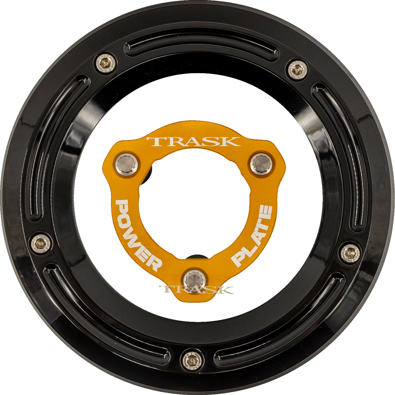TRASK Derby Cover with Power Plate - Black/Gold - Kit - '17-'25 Harley-Davidson TM-0051-BK-GD