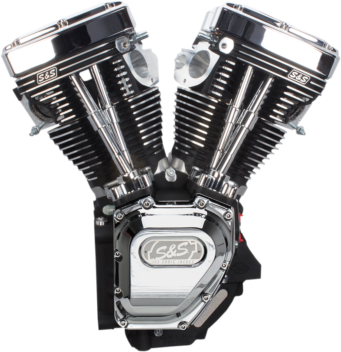 S&S CYCLE T143 Long Block Engine - Wrinkle Black and Chrome - Touring | Dyna 310-0737A