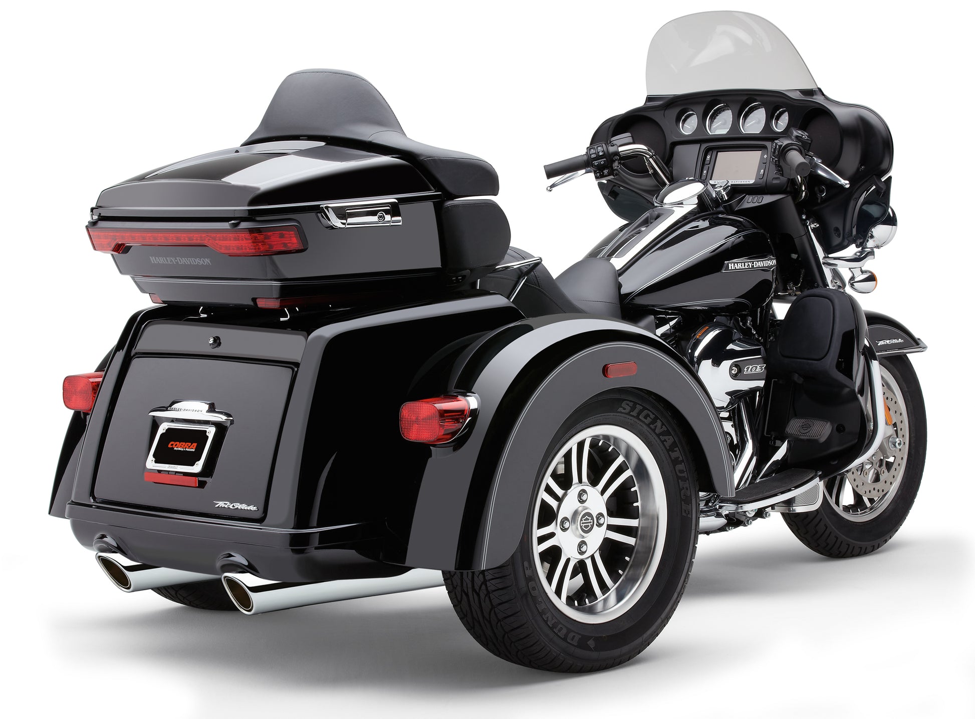 909 Twins 4" Slip Ons Chrome Tri Glide 09 22