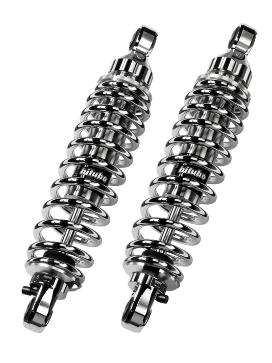 Bitubo WME0 Twinshocks Adjustable: Spring Preload, Rebound, Length 336mm, Chrome Edition