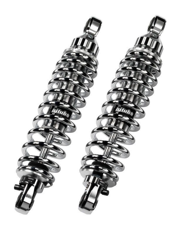 Bitubo WME4 Twinshocks Adjustable: Spring Preload, Rebound, Length 286mm, Chrome Edition