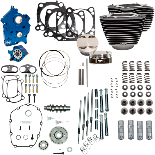 S&S CYCLE 124" Power Package - Gear Drive - Highlighted Fins - Chrome Pushrod Tubes - 107" M8 310-1053A