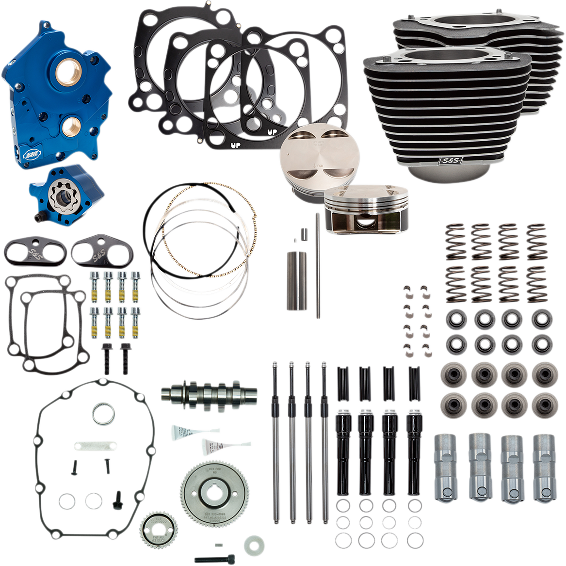 S&S CYCLE 124" Power Package - Gear Drive - Highlighted Fins - Black Pushrod Tubes - 107" M8 310-1055A