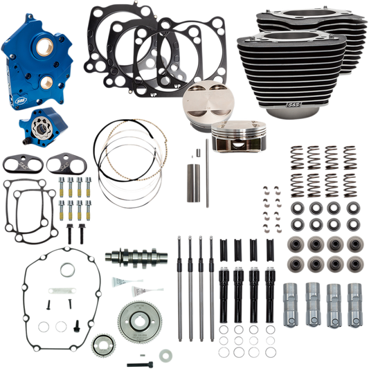 S&S CYCLE 124" Power Package - Gear Drive - Highlighted Fins - Black Pushrod Tubes - 107" M8 310-1055A