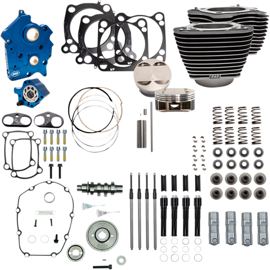S&S CYCLE 124" Power Package - Gear Drive - Highlighted Fins - Black Pushrod Tubes - 107" M8 310-1058A