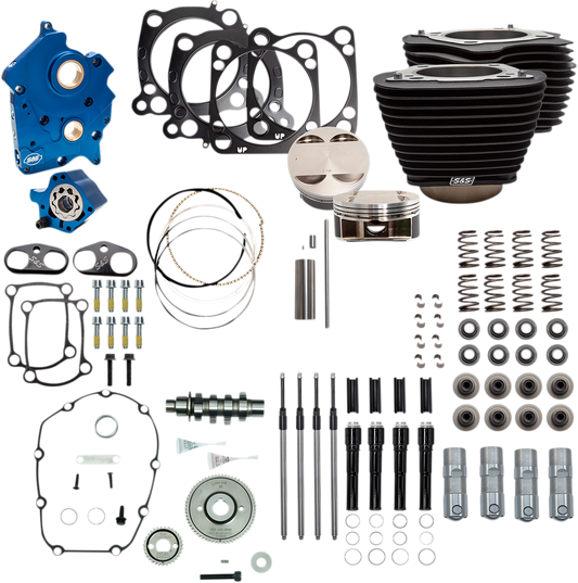 S&S CYCLE 124" Power Package - Gear Drive - Non-Highlighted Fins - Black Pushrod Tubes - 107" M8 310-1059A
