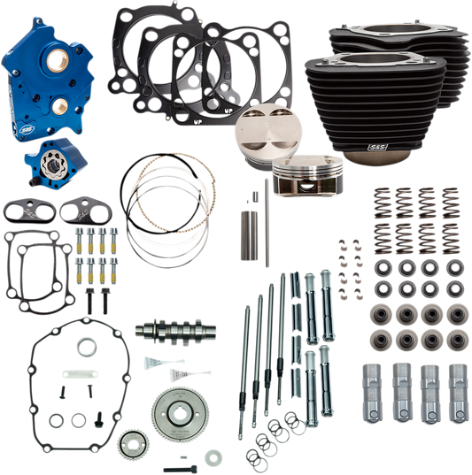 S&S CYCLE 128" Power Package - Gear Drive - Wrinkle Black with Non-Highlighted Fins - 114"/117" M8 310-1106A