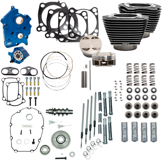 S&S CYCLE 128" Power Package - Gear Drive - Black Granite with Highlighted Fins - 114"/117" M8 310-1110A