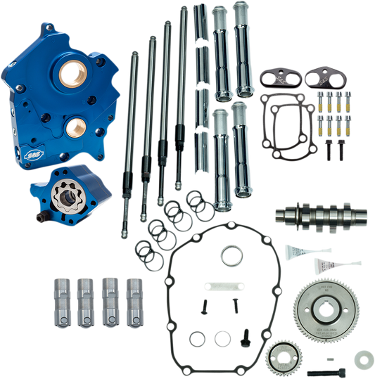 S&S CYCLE Cam Chest Kit with Plate - Gear Drive - Water Cooled - 465 Cam - Chrome Pushrods -M8 310-1001A