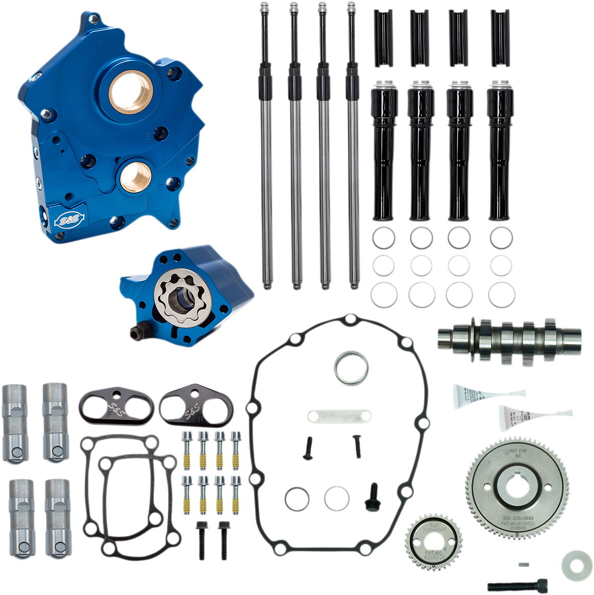 S&S CYCLE Cam Chest Kit with Plate - Gear Drive - Water Cooled - 475 Cam - Black Pushrods- M8 310-1010A