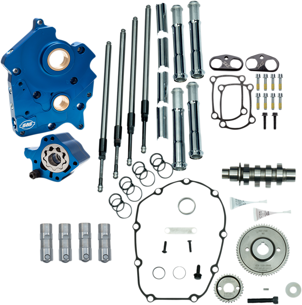S&S CYCLE Cam Chest Kit with Plate - Gear Drive - Water Cooled - 475 Cam - Chrome Pushrods -M8 310-1002A