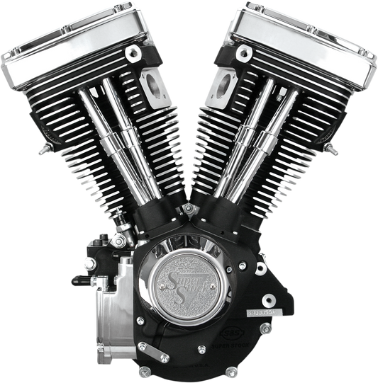 S&S CYCLE V80 Long-Block Engine - Wrinkle Black - Custom Chassis | Evolution Big Twin 310-0233