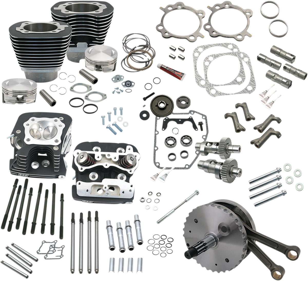 S&S CYCLE 124" Hot Set Up® - Big Bore/Stroker - Wrinkle Black - 88A Twin Cam 900-0564