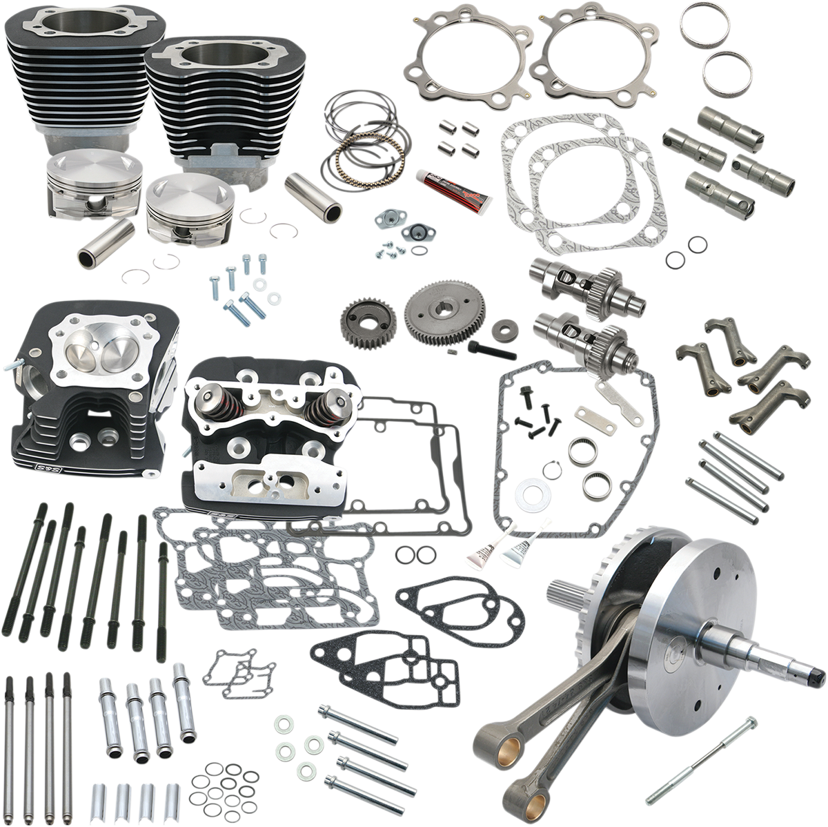 S&S CYCLE 124" Hot Set Up® - Big Bore/Stroker - Wrinkle Black - 96/103/110A Twin Cam 900-0568