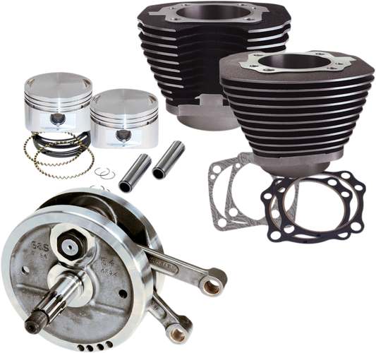 S&S CYCLE 96" Sidewinder? - 3.625" Big Bore - Stroker Kit - Wrinkle Black - Evolution Big Twin 91-7661