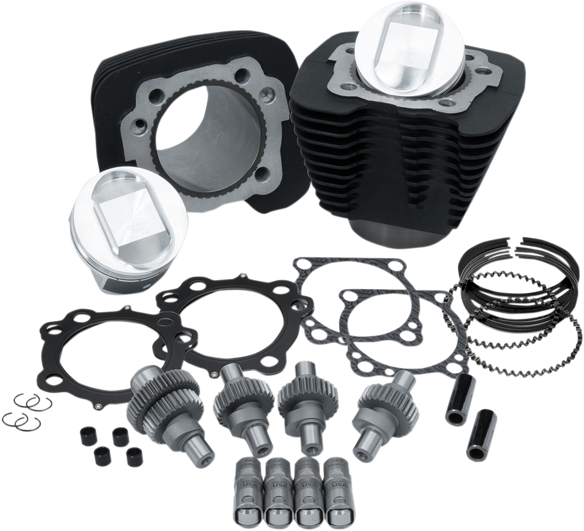 S&S CYCLE Hooligan Kit - 1200 cc to 1250 cc - Wrinkle Black - Sportster 910-0701