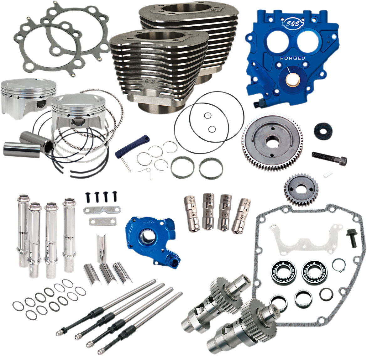 S&S CYCLE 100" Power Package - 585GE - Gear Drive - Wrinkle Black - Twin Cam 88 330-0665