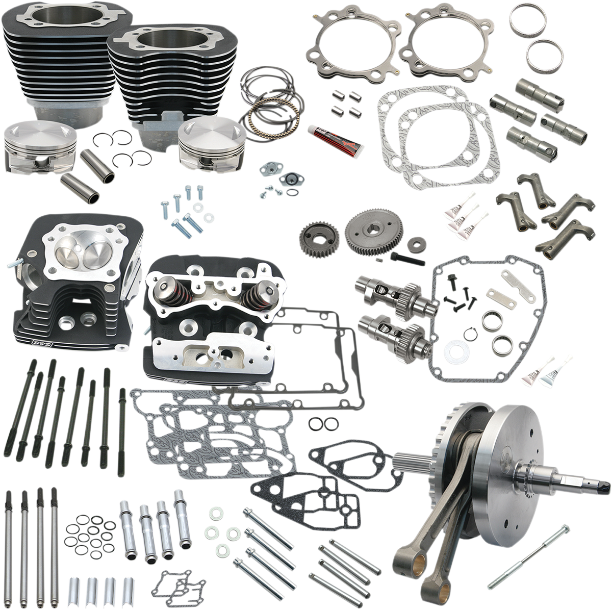 S&S CYCLE 124" Hot Set Up? - Big Bore/Stroker - Wrinkle Black - 96B/103B/110B Twin Cam 900-0569