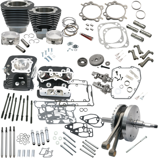 S&S CYCLE 124" Hot Set Up® - Big Bore/Stroker - Wrinkle Black - 96B/103B/110B Twin Cam 900-0569