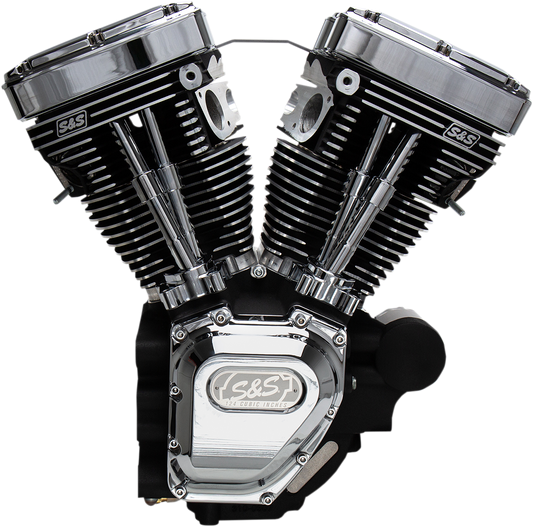 S&S CYCLE T124 Long Block Engine - Wrinkle Black and Chrome - Touring 310-0400A