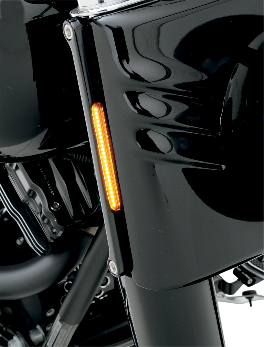 ALLOY ART LED Front Signal Light - FLSTF - Black/Smoke FDH-2