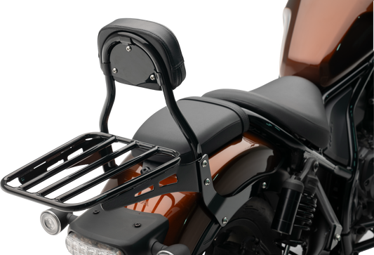 Mini Round Sissy Bar W/Pad Black Hon Rebel 1100