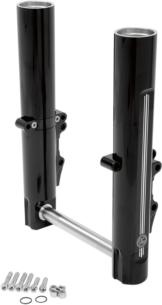 PERFORMANCE MACHINE (PM) Fork Leg Kit - Black - Lower - Dual Disc - Contrast Cut - '14-'20 FL 0208-2096-BM