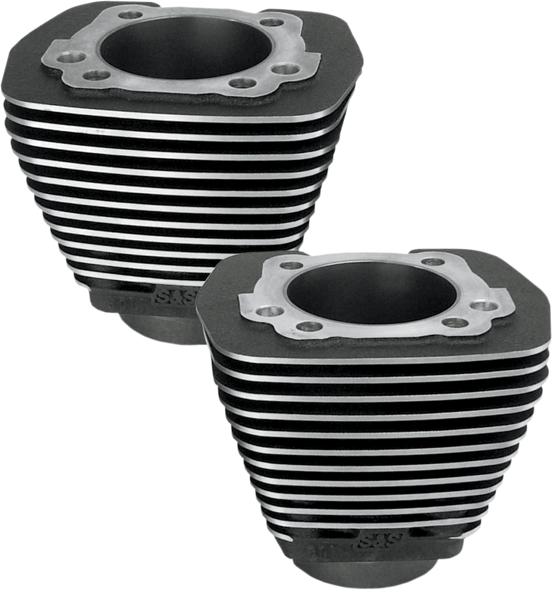 S&S CYCLE Cylinder - 3.500" - Wrinkle Black with Highlighted Fins - Evolution Big Twin 91-7710