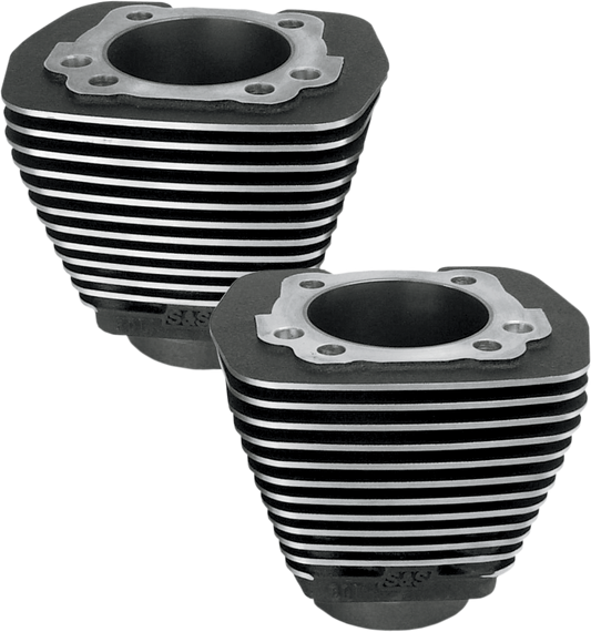 S&S CYCLE Cylinder - 3.500" - Wrinkle Black with Highlighted Fins - Evolution Big Twin 91-7710