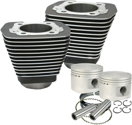 S&S CYCLE Cylinder & Piston Kit - 80" - Evolution Big Twin - Wrinkle Black 910-0182