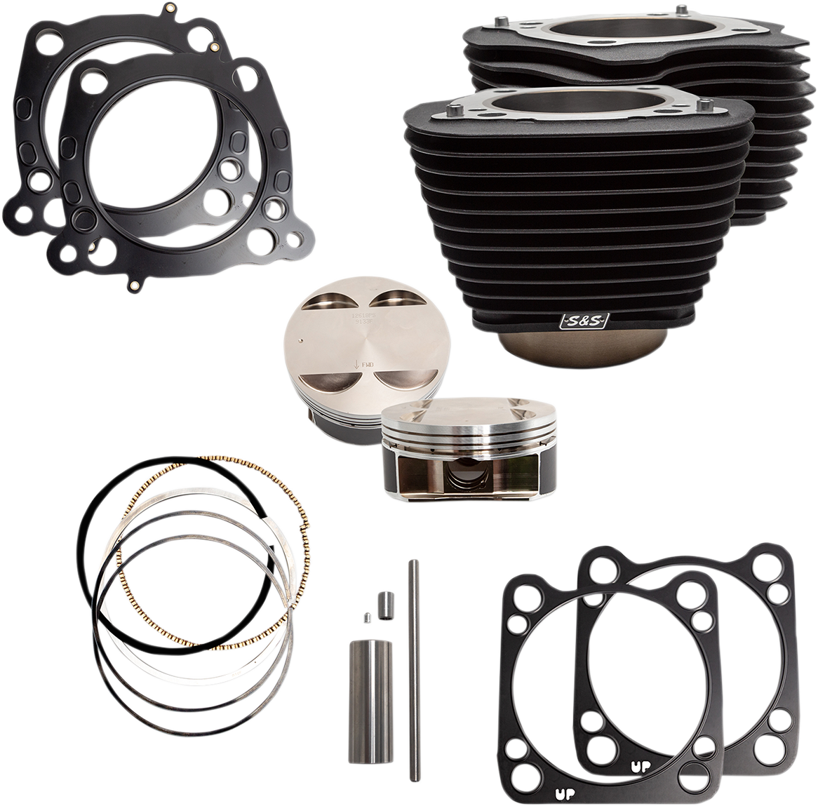 S&S CYCLE 124" Big Bore Cylinder Kit - Wrinkle Black without Highlighted Fins - For 107" Engine - M8 910-0681