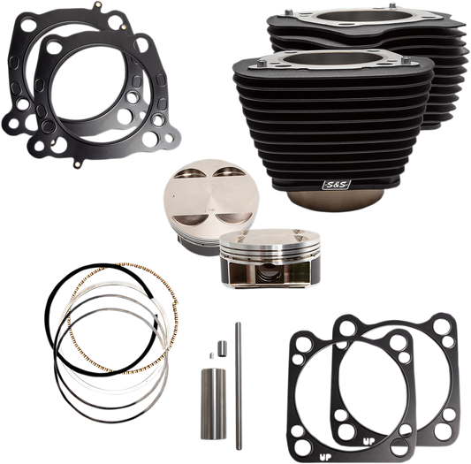 S&S CYCLE 128" Big Bore Cylinder Kit - Wrinkle Black without Highlighted Fins - For 114"/117" Engine - M8 910-0685
